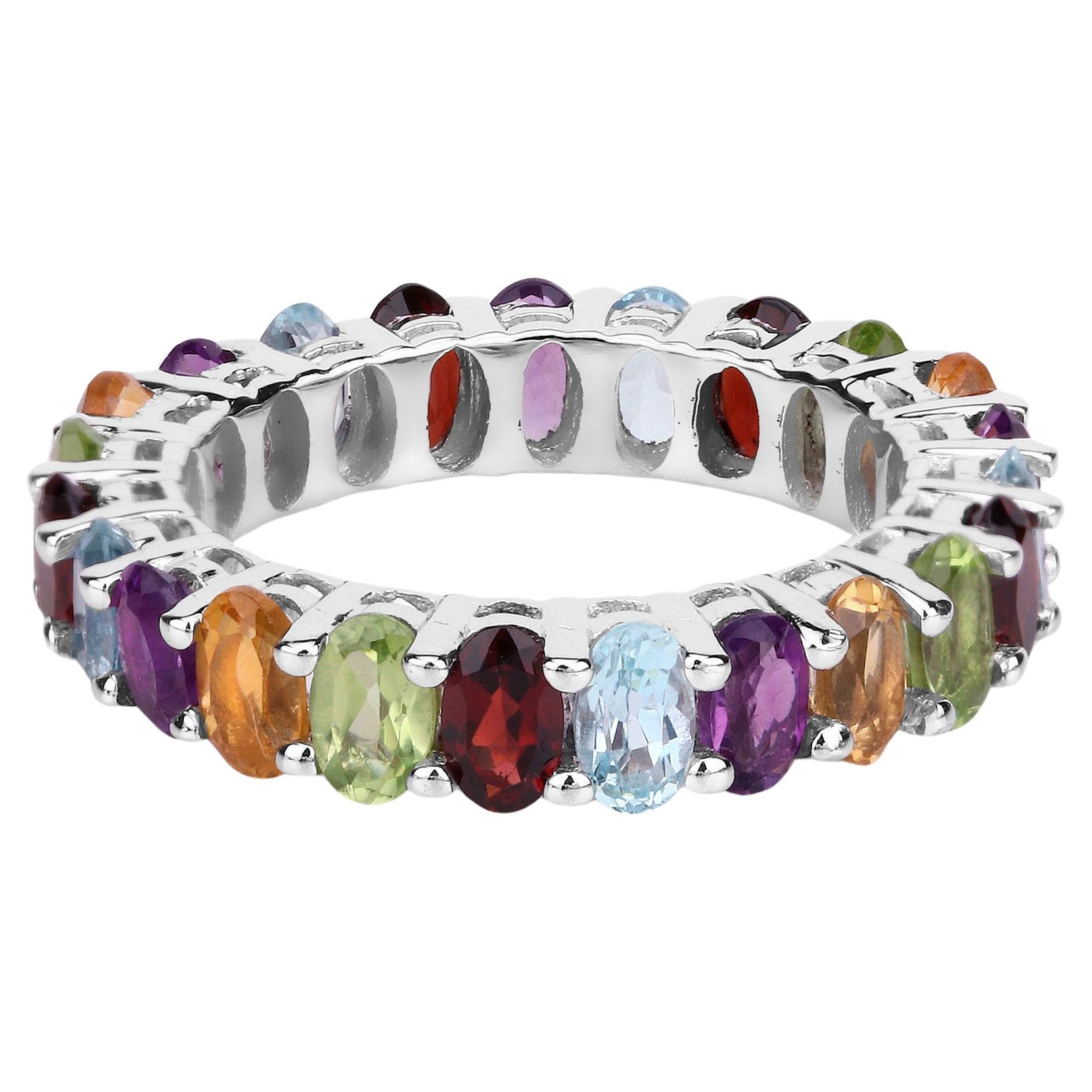 Multicolor Gemstones Eternity Band Ring 5.1 Carats For Sale