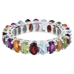 Multicolor Gemstones Eternity Band Ring 5.1 Carats