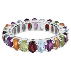 Multicolor Gemstones Eternity Band Ring 5.1 Carats