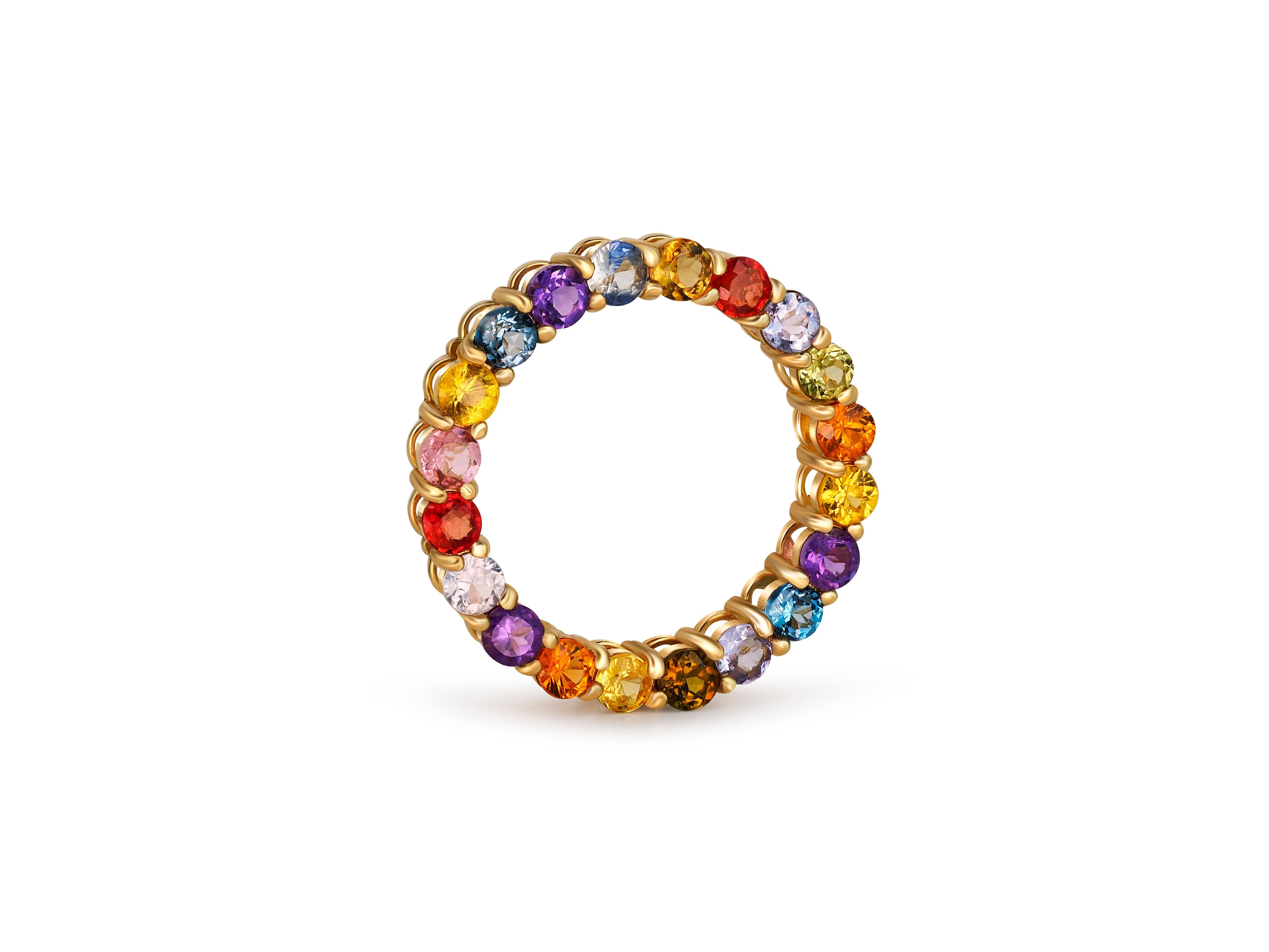 Modern Multicolor gemstones Full Eternity Pendant.  For Sale