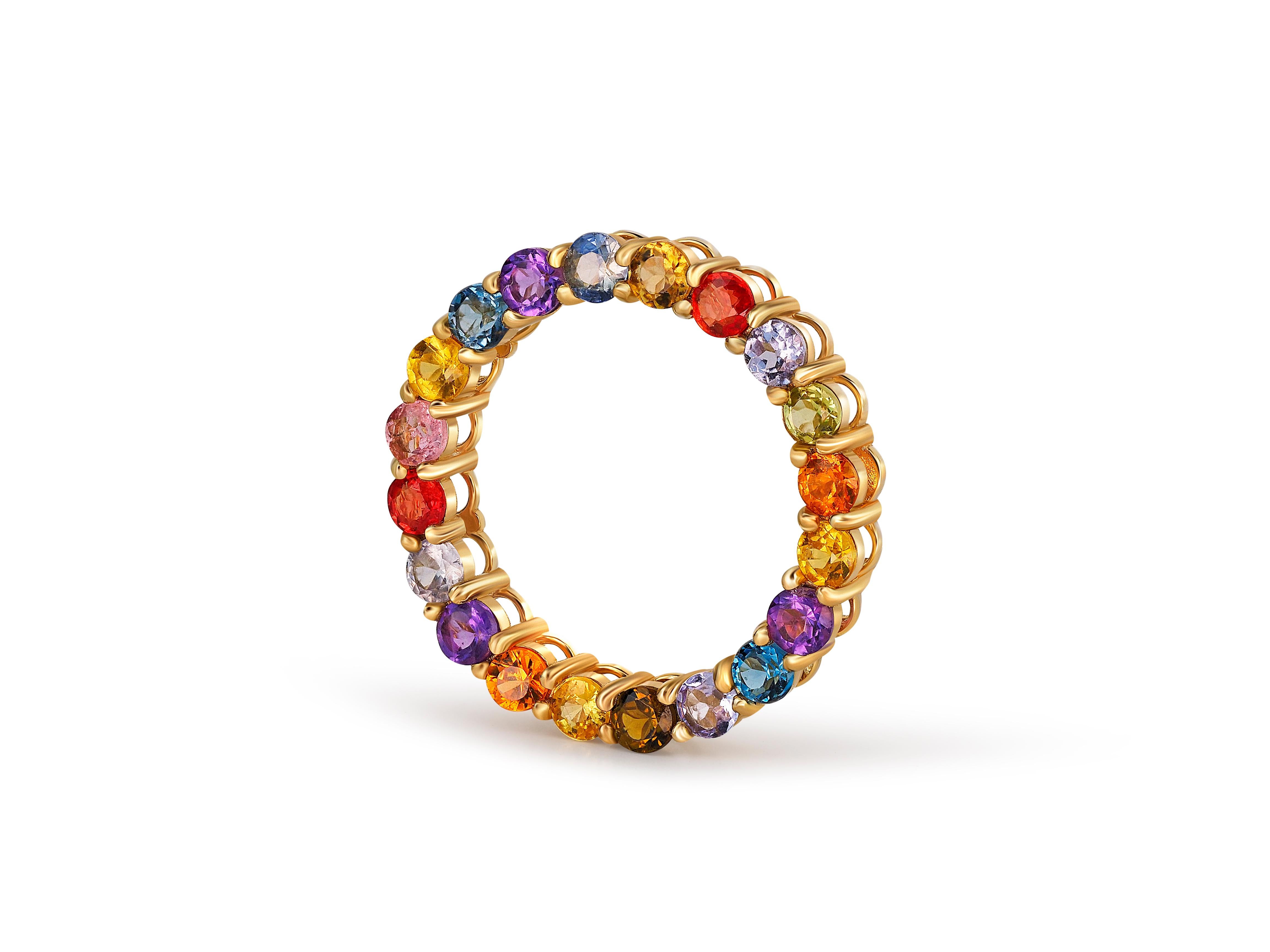 Round Cut Multicolor gemstones Full Eternity Pendant.  For Sale