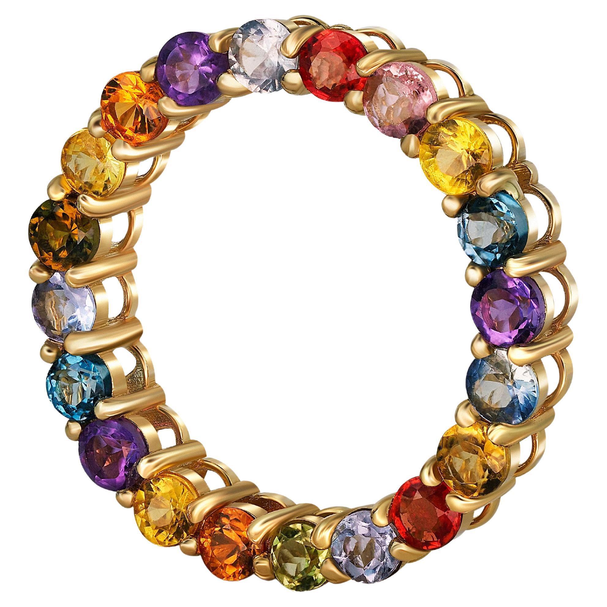 Multicolor gemstones Full Eternity Pendant.