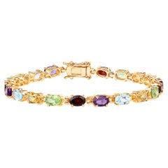 Multicolor Edelsteine Tennis-Armband 8,95 Karat 14K Gelbgold vergoldet Silber