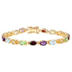 Pulsera de tenis con piedras preciosas multicolor 8,95 quilates Plata chapada en oro amarillo de 14 quilates