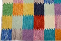 Multicolor Geometric Modern Flatweave Kilim Wool Rug