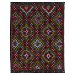 Tappeto Soumak moderno geometrico multicolore in lana