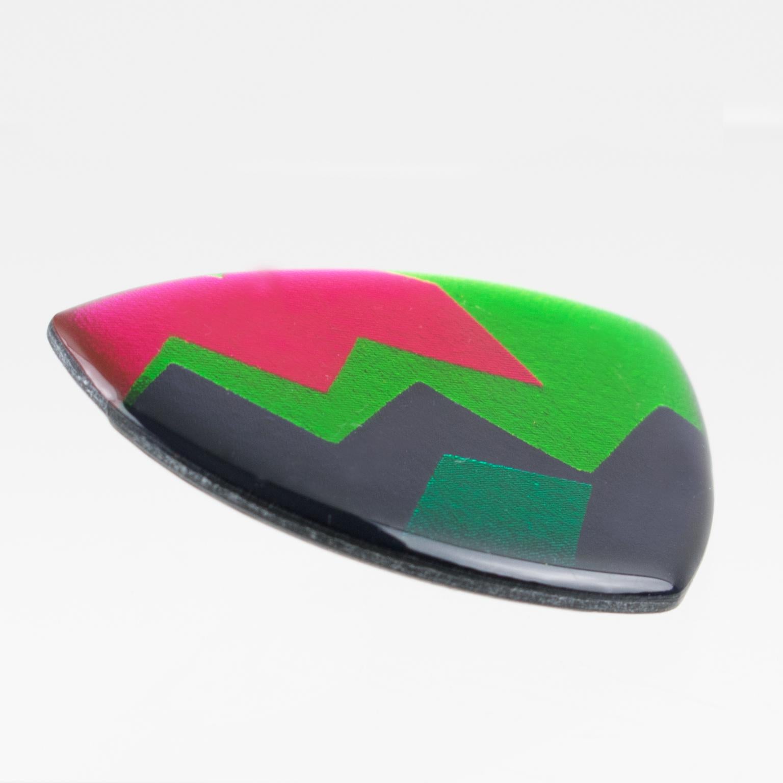Women's or Men's Multicolor Geometric Resin Clip-on Earrings For Sale