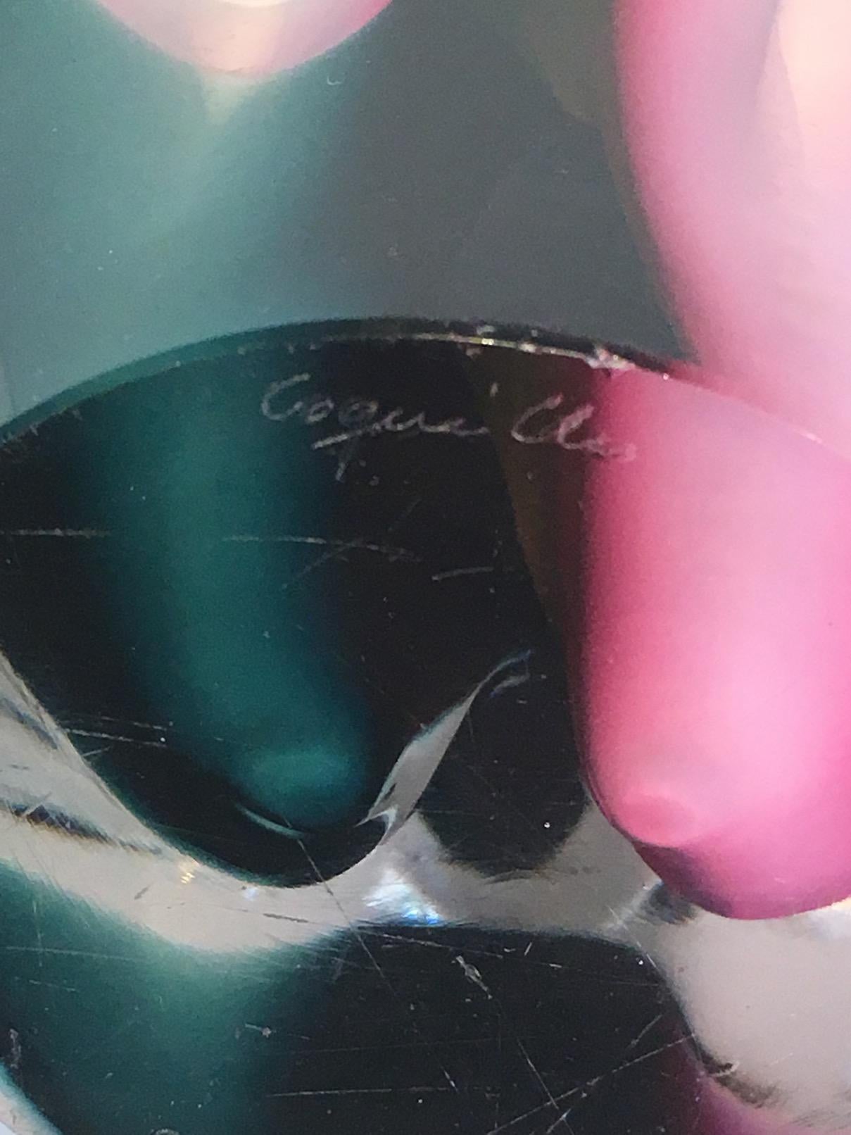 Mehrfarbige Coquille-Vase aus Glas. Sweedish Work, signiert Flygsfors, 1956 im Angebot 3