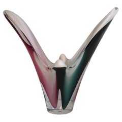 Multicolor Glass Coquille Vase. Sweedish Work Signed Flygsfors, 1956