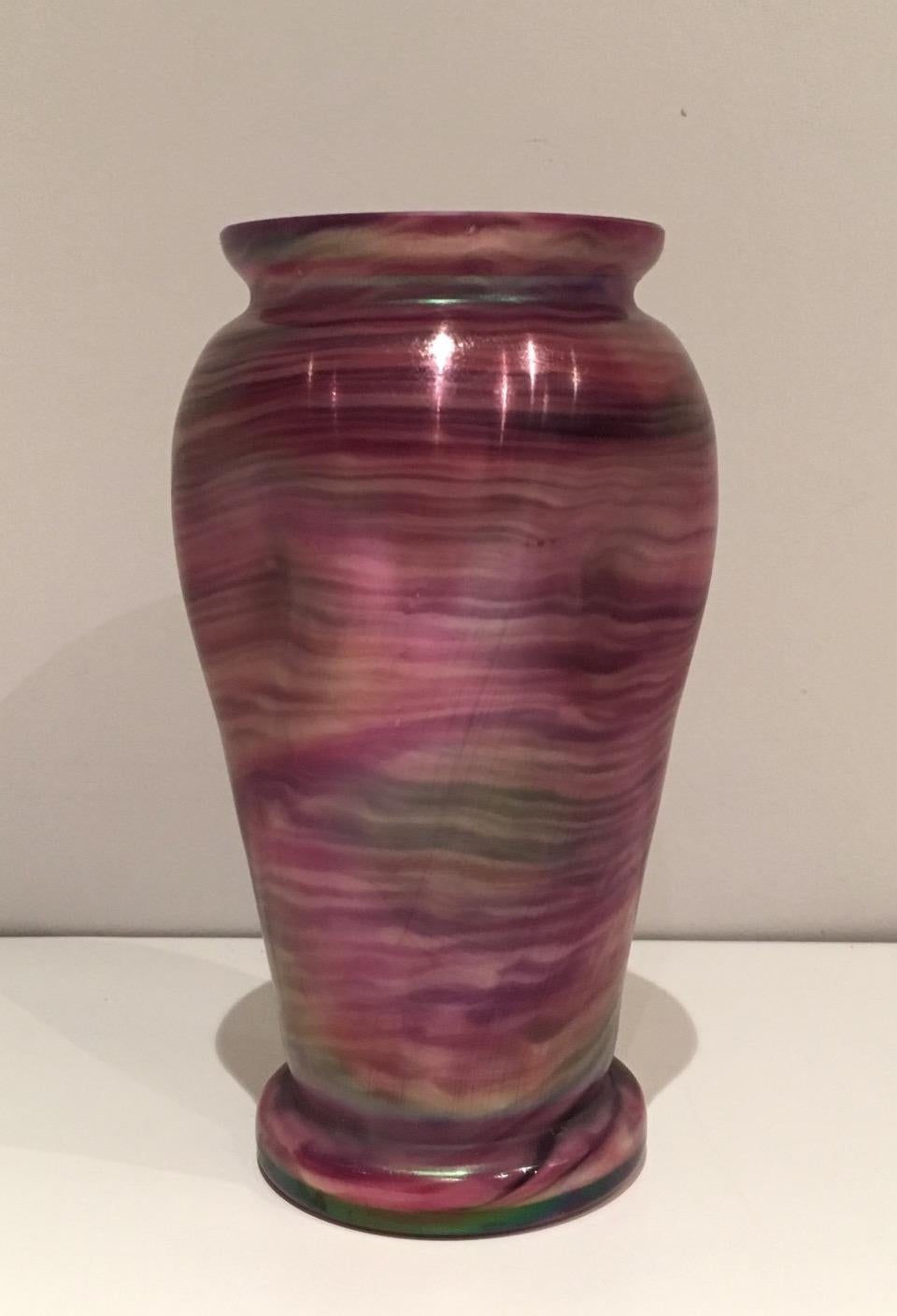 Mid-Century Modern Multicolor Glass Vase, Austrian Work in the Style of Loetz, Circa 1970 For Sale