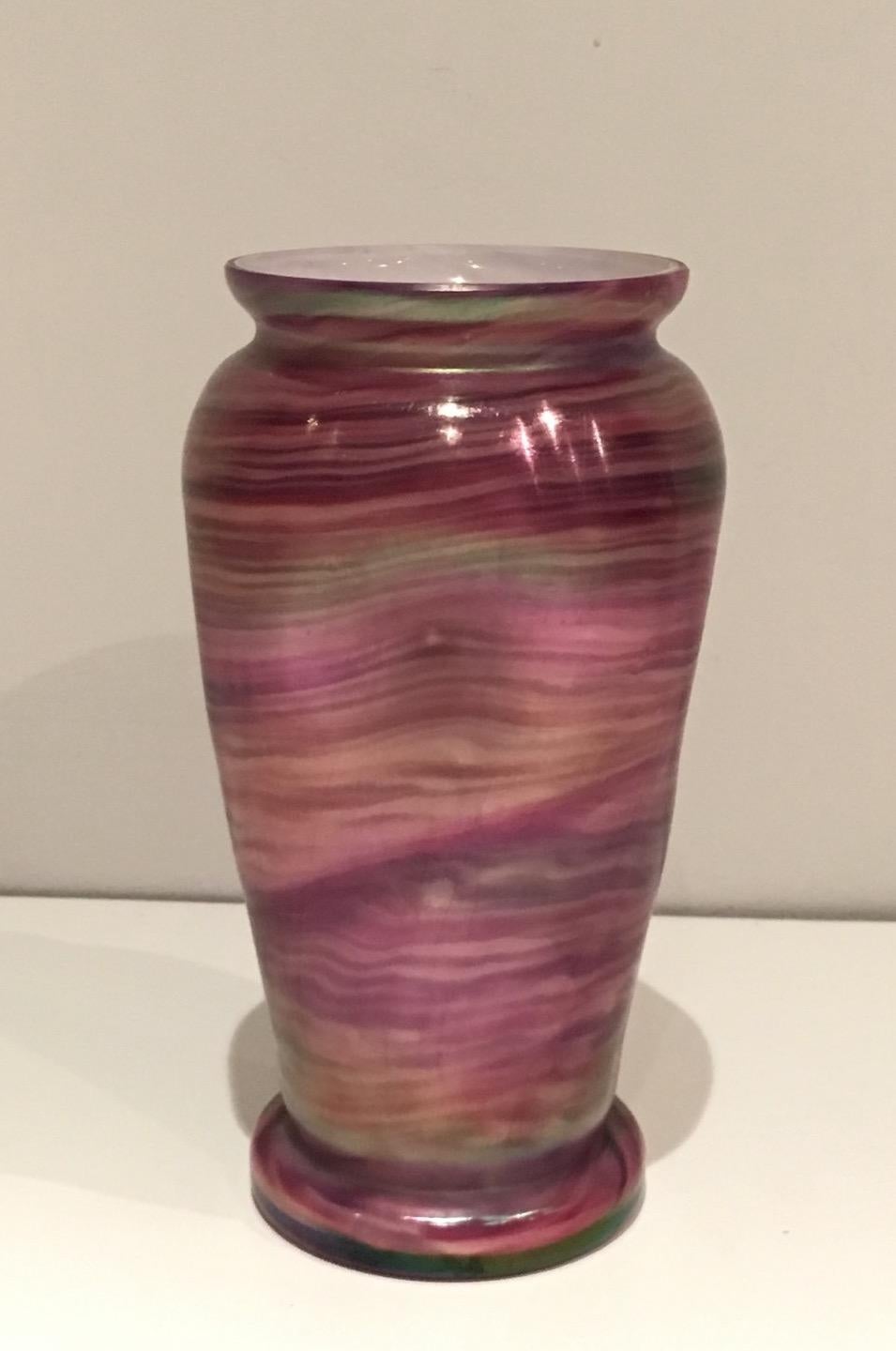 Late 20th Century Multicolor Glass Vase, Austrian Work in the Style of Loetz, Circa 1970 For Sale