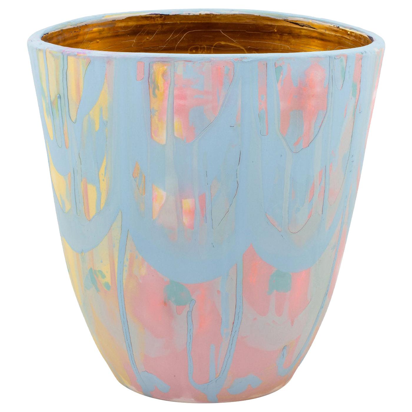 Light Blue and Gold Vase For Sale at 1stDibs