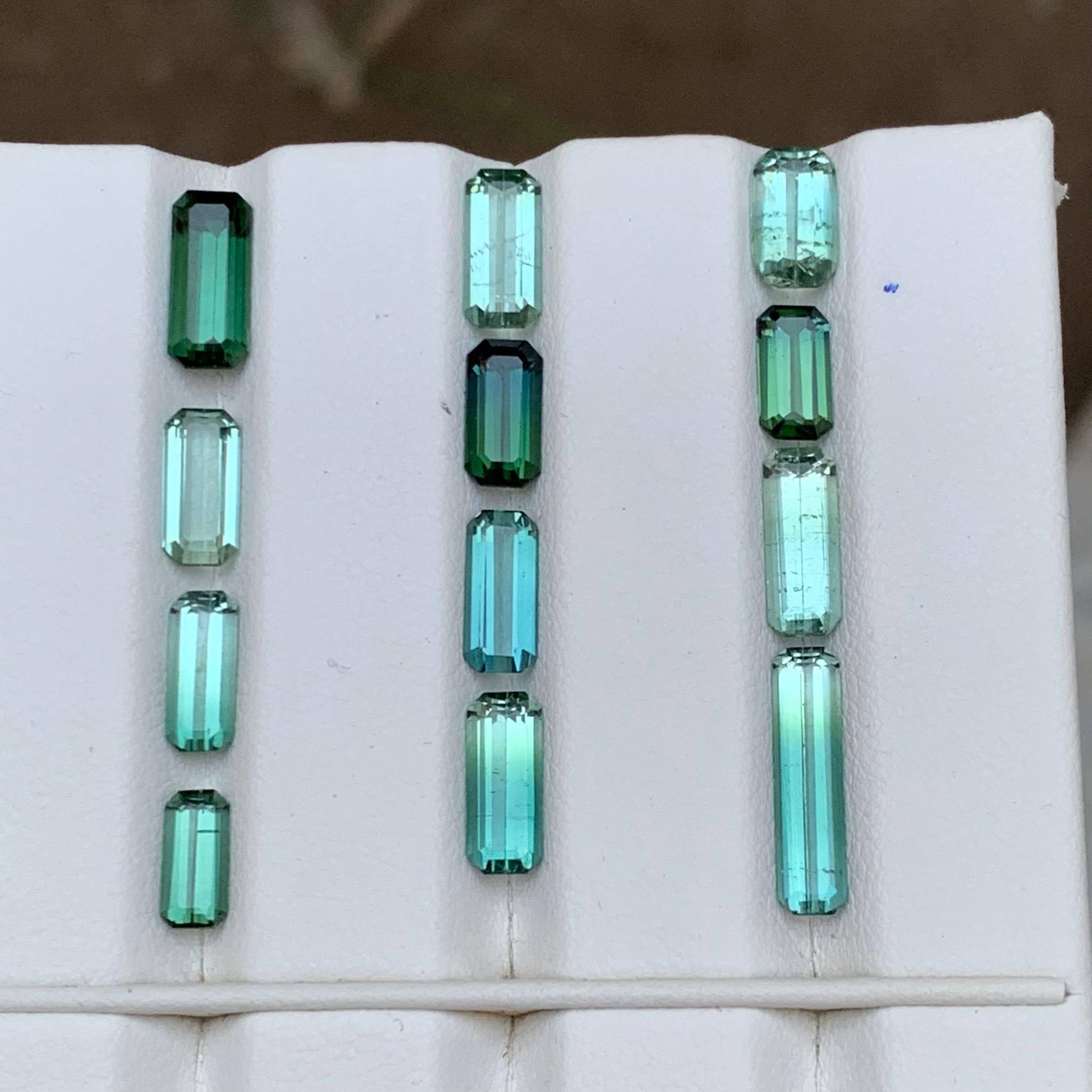 Multicolor Green Bicolor & Blue Natural Tourmaline Loose Gemstones 11.80Ct Jewel For Sale 4