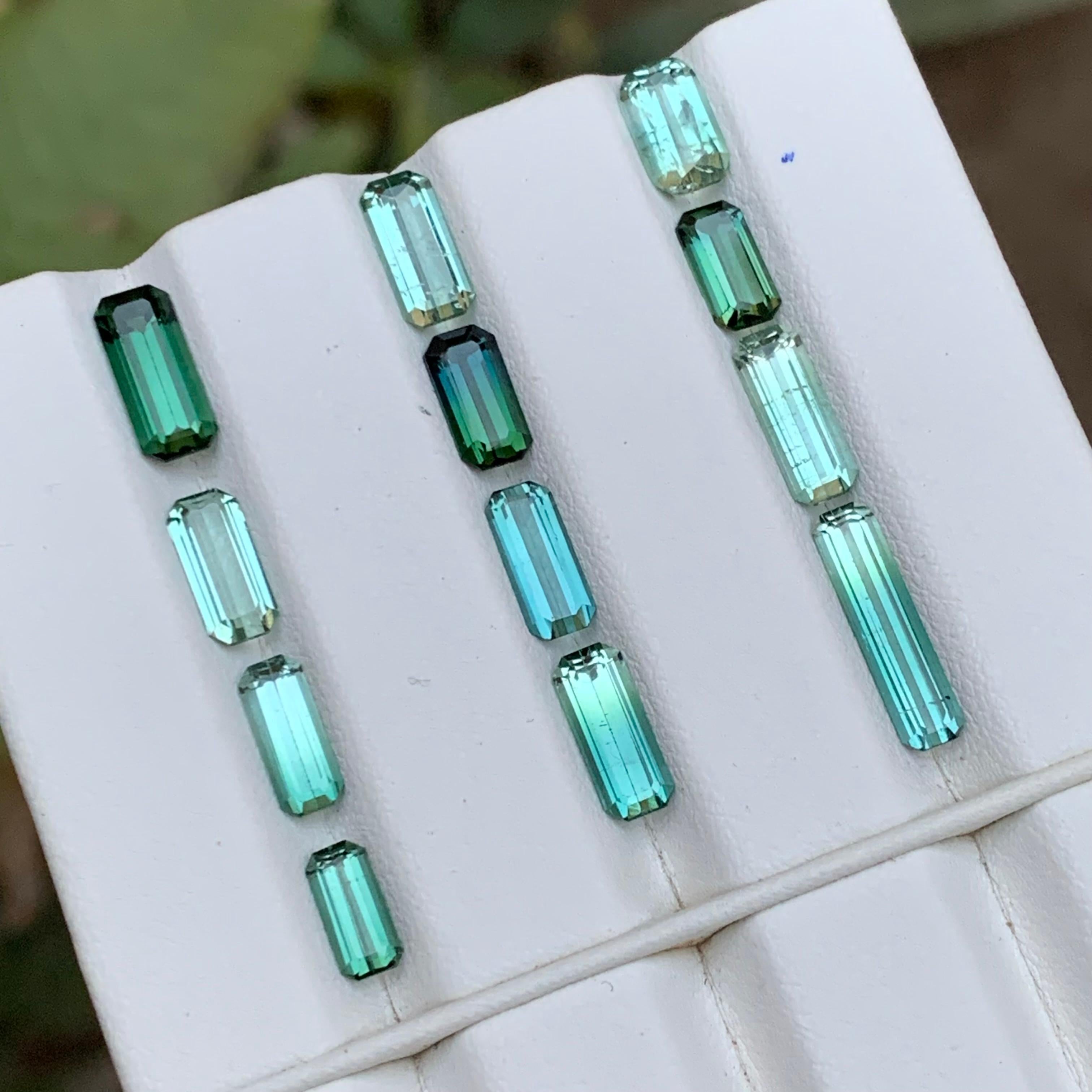 Contemporary Multicolor Green Bicolor & Blue Natural Tourmaline Loose Gemstones 11.80Ct Jewel For Sale