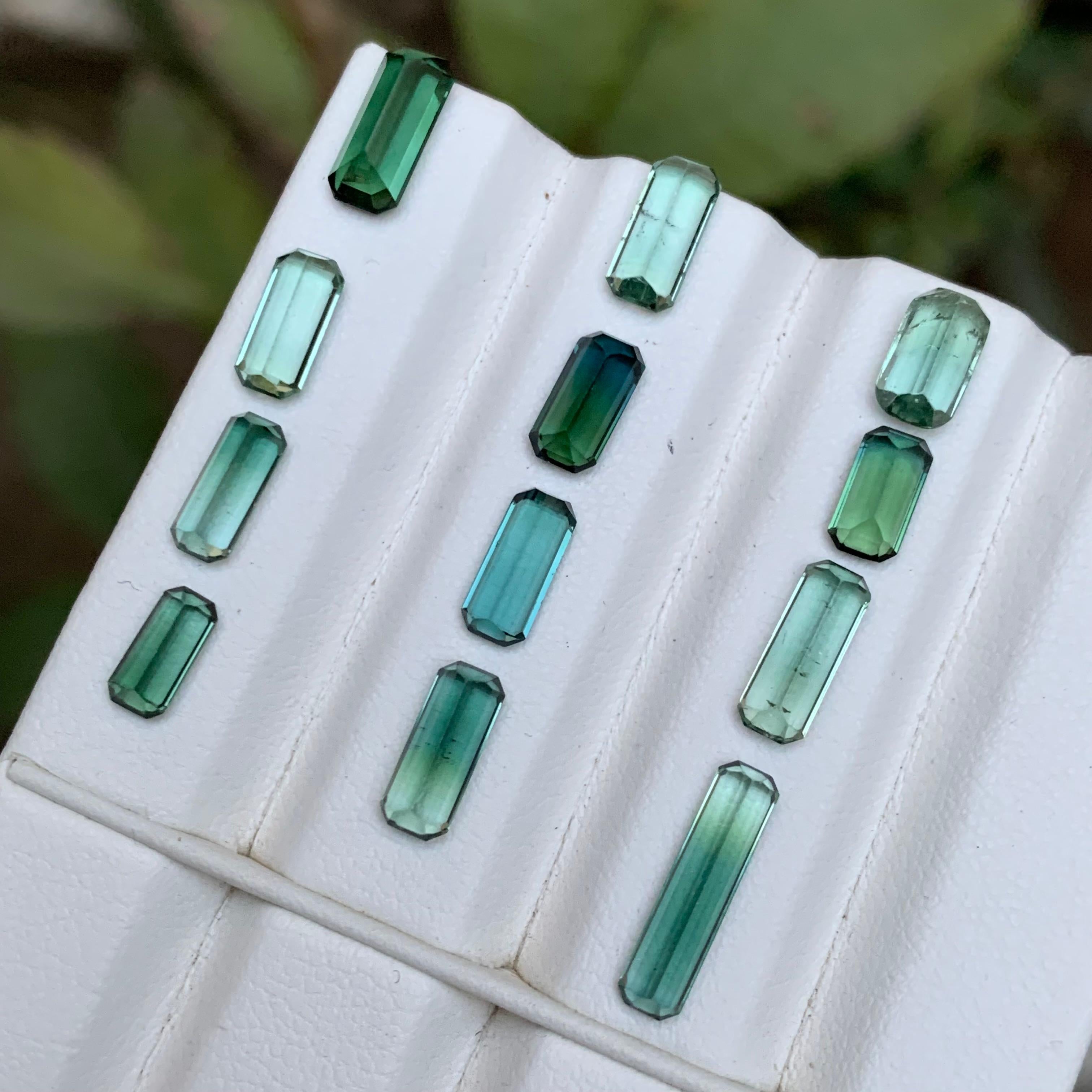 Women's or Men's Multicolor Green Bicolor & Blue Natural Tourmaline Loose Gemstones 11.80Ct Jewel For Sale