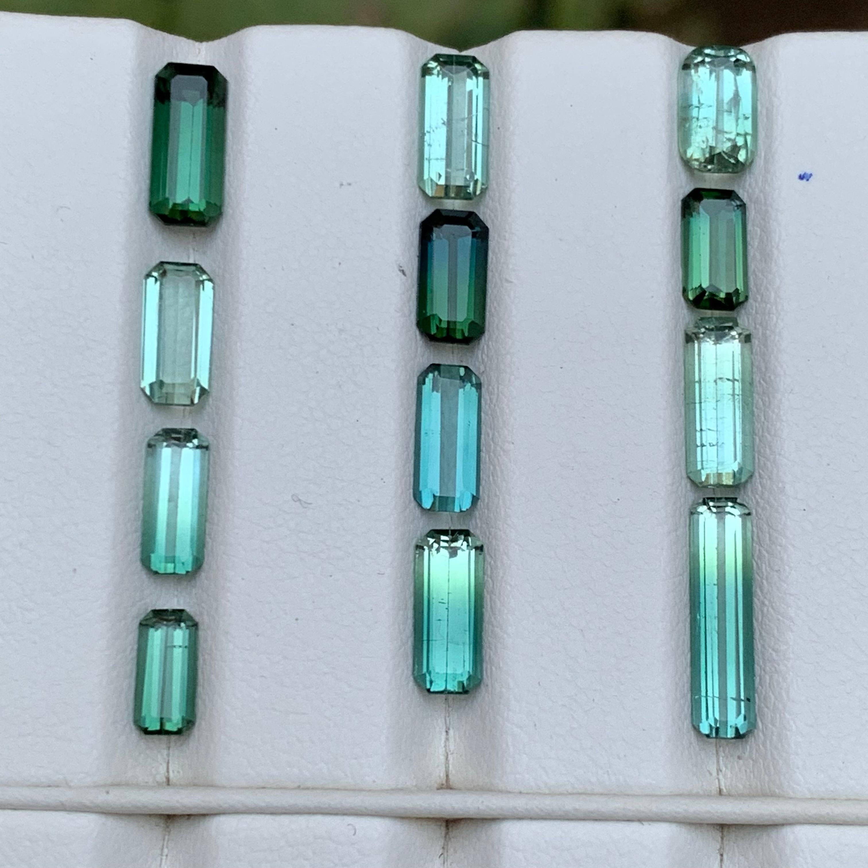Multicolor Green Bicolor & Blue Natural Tourmaline Loose Gemstones 11.80Ct Jewel For Sale 3