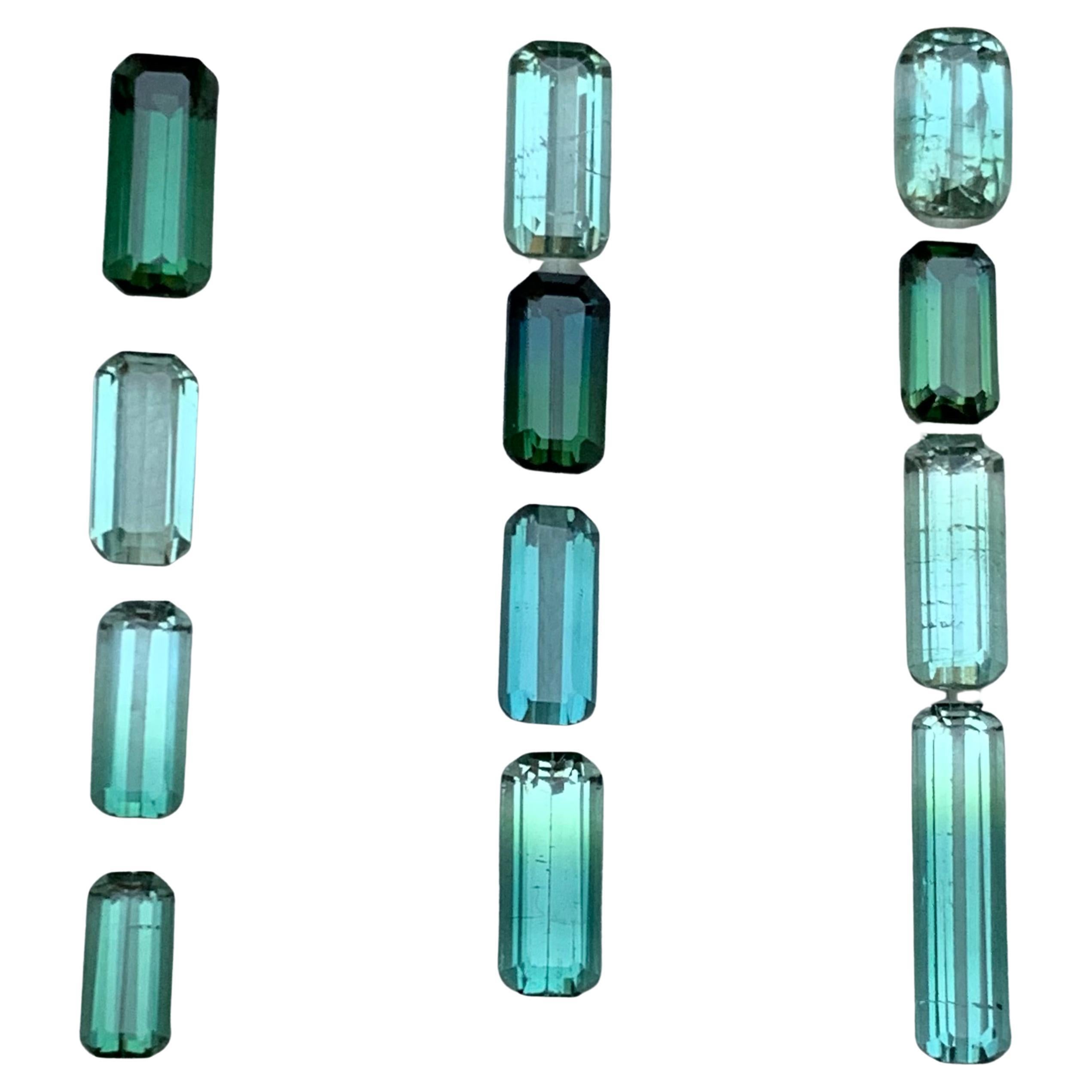 Multicolor Green Bicolor & Blue Natural Tourmaline Loose Gemstones 11.80Ct Jewel For Sale