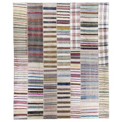 Vintage Multicolor Hand-Woven Rag Rug, Flat-Weave Cotton Kilim. 13.9x17 "Adjustable"