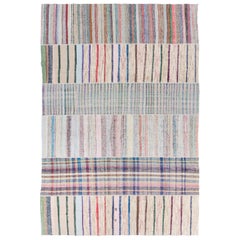 12.2x17.6 Ft Vintage Türkischer Baumwoll-Kelim. Flachgewebter Rag-Teppich. Benutzerdefinierte Optionen Av.