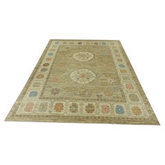 Multicolor Handwoven Wool Turkish Oushak Rug 11'8" x 15'2"