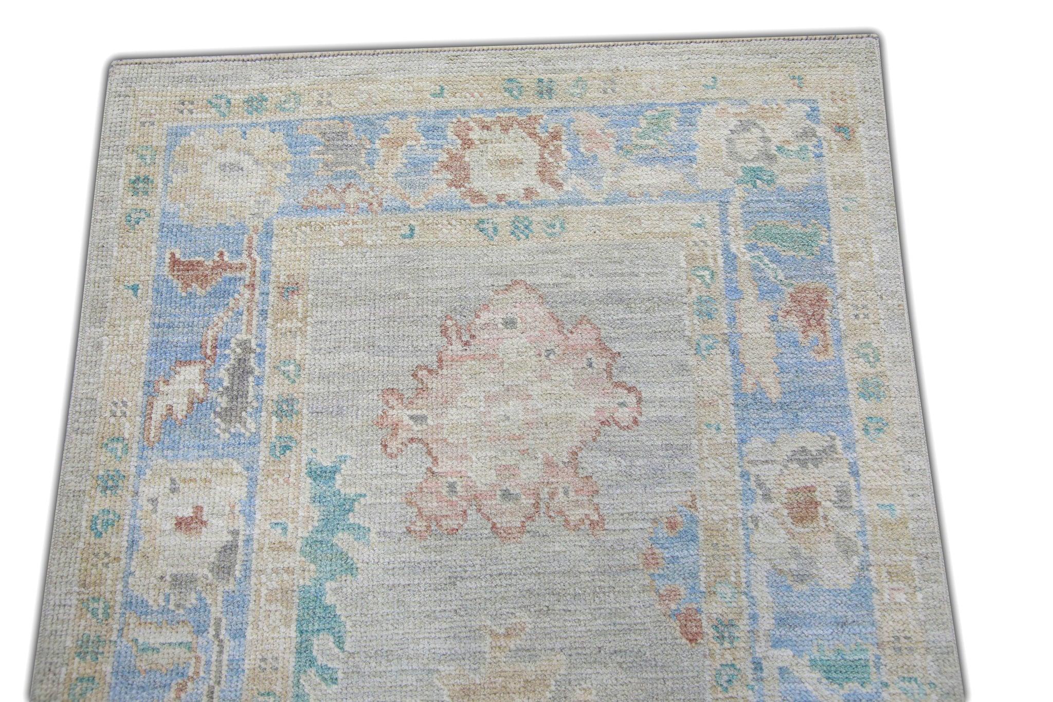 Vegetable Dyed Multicolor Handwoven Wool Turkish Oushak Runner 2'11