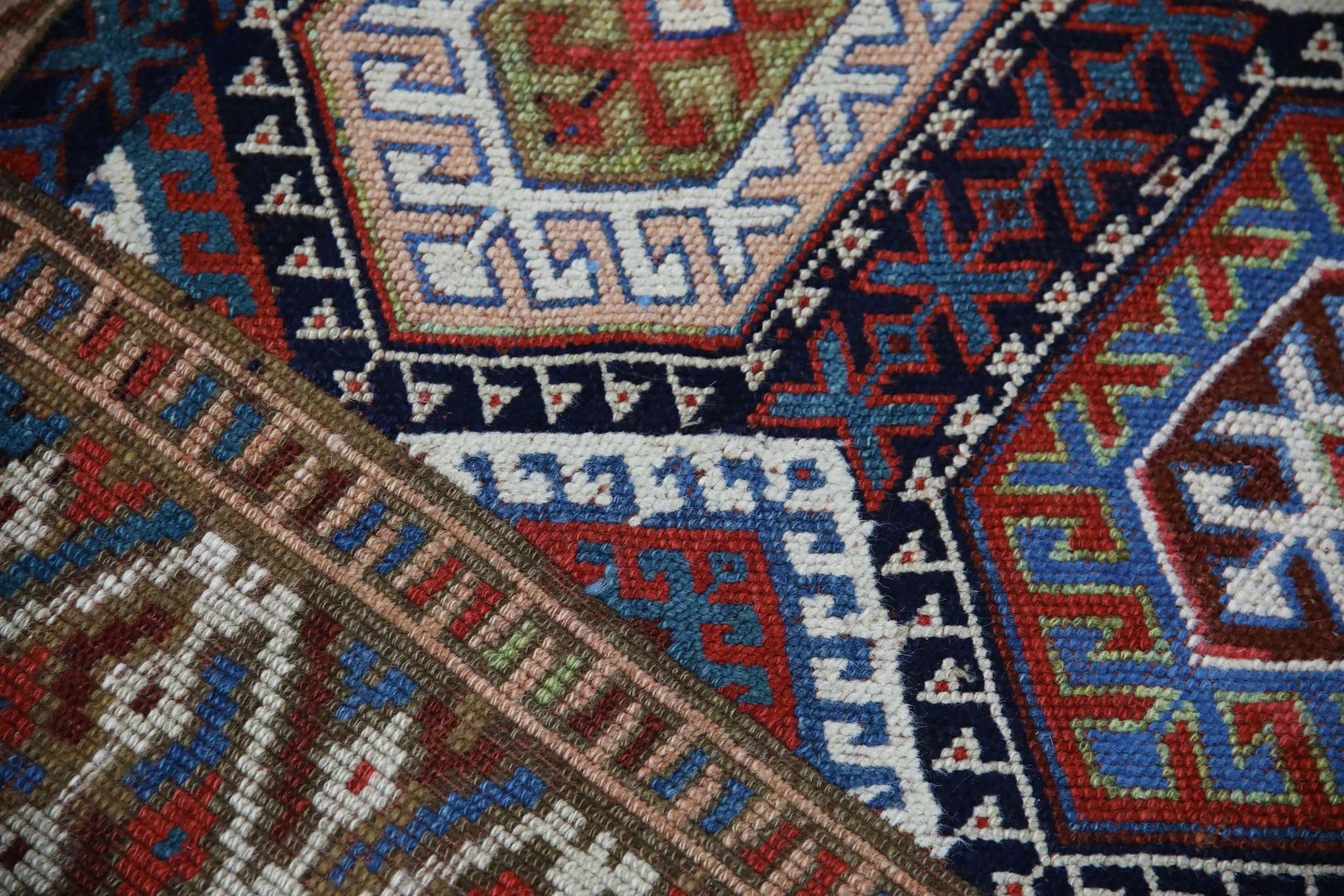 Vegetable Dyed Multicolor Handwoven Wool Vintage Turkish Oushak Rug 4' x 5'8