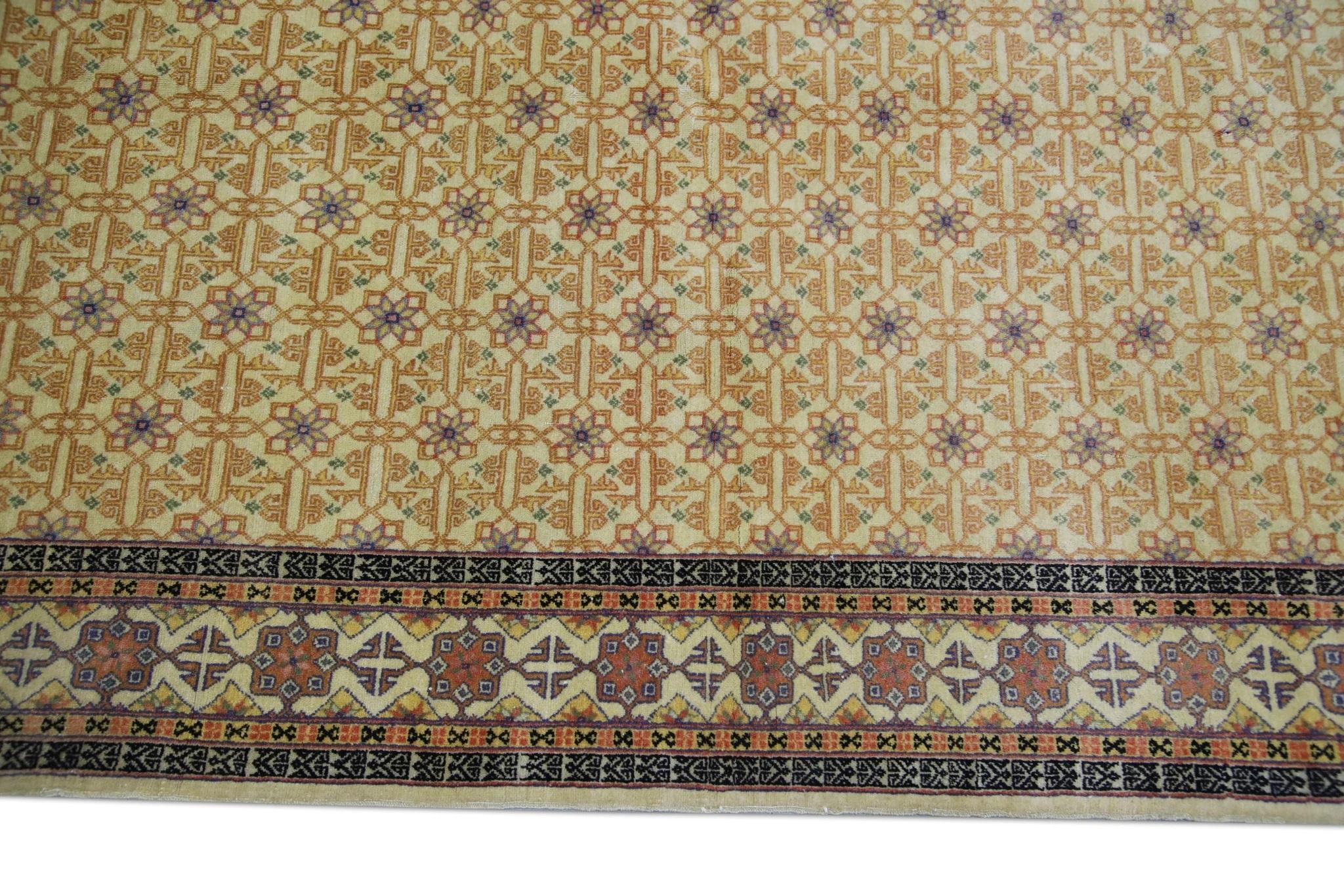 Mehrfarbiger handgewebter türkischer Oushak-Läufer aus Wolle, Vintage, 5' x 7'8