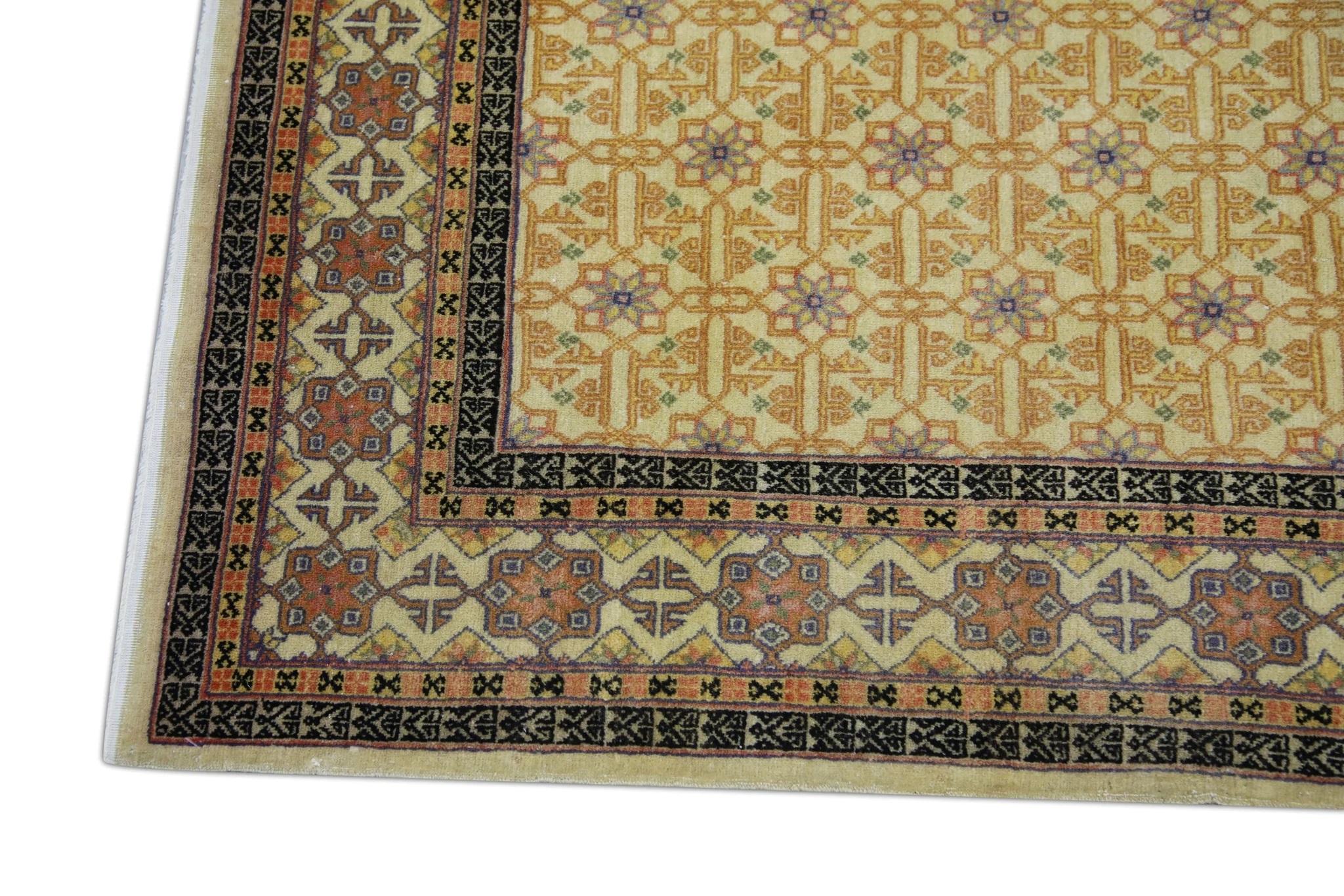 Mehrfarbiger handgewebter türkischer Oushak-Läufer aus Wolle, Vintage, 5' x 7'8
