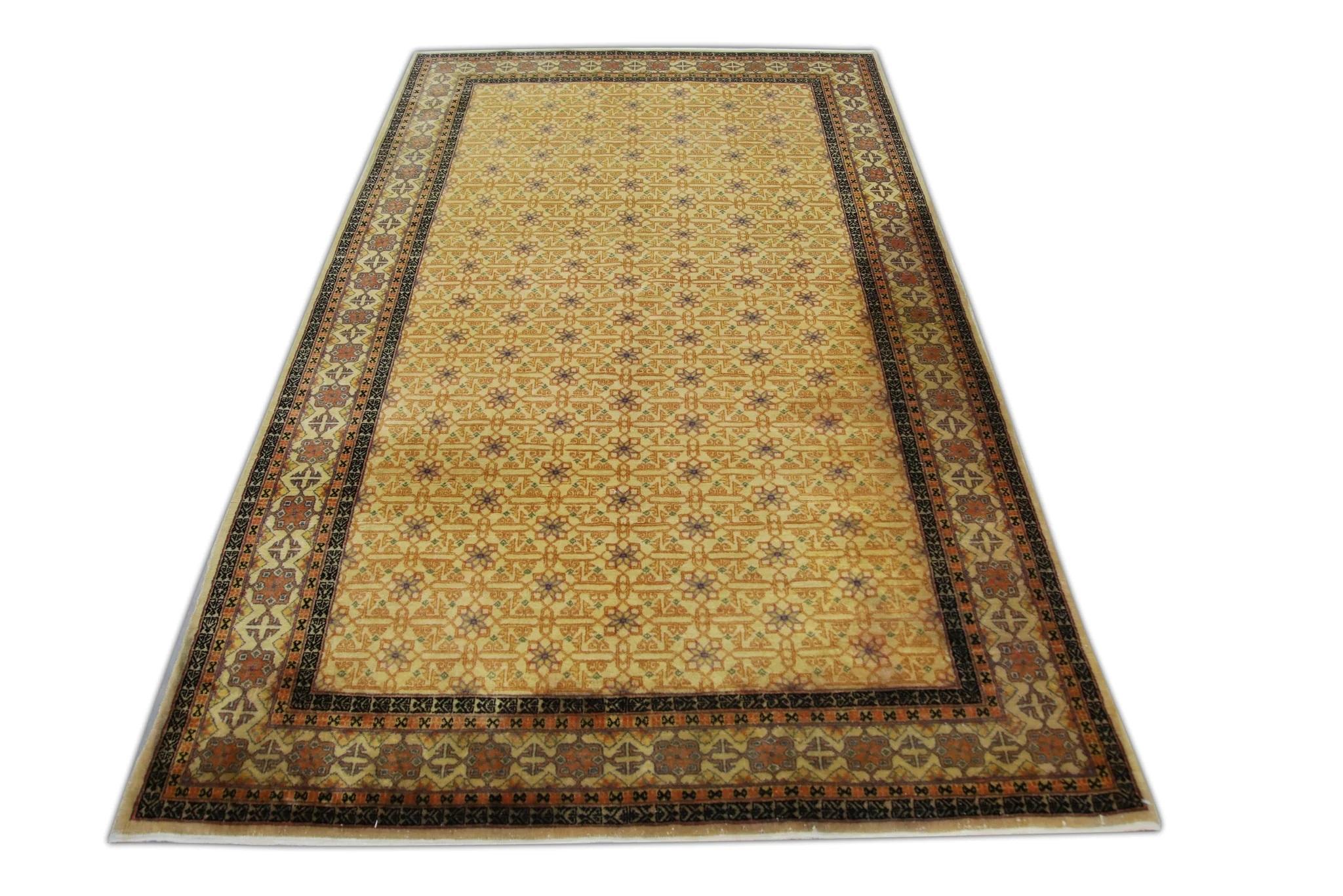 Mehrfarbiger handgewebter türkischer Oushak-Läufer aus Wolle, Vintage, 5' x 7'8