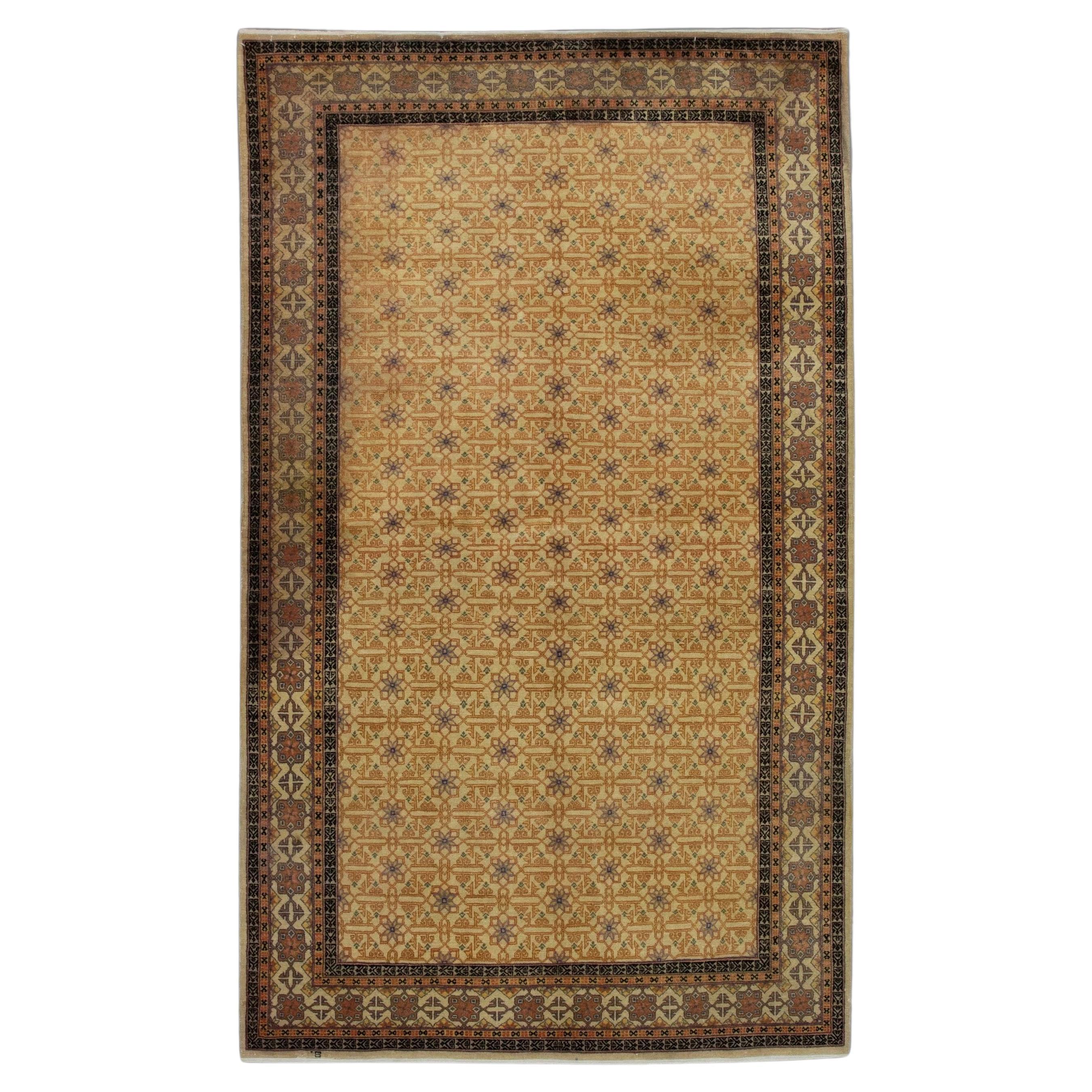 Runner Oushak turc vintage en laine multicolore tissée à la main 5' x 7'8"