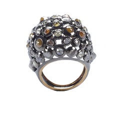 Multicolor Ice Diamonds Dome Ring Made In 18k Gold