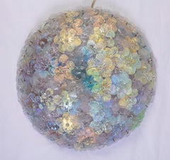 Multicolor Iridescent Murano Glass Flowers Basket Ceiling Lights by Barovier