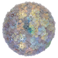 Multicolor Iridescent Murano Glass Flowers Basket Ceiling Lights by Barovier