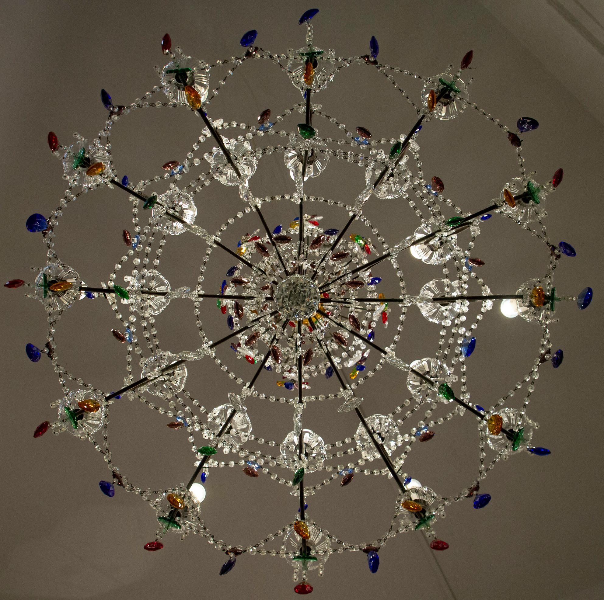 Italiano multicolore  Lampadario di cristallo 1930' in vendita 5