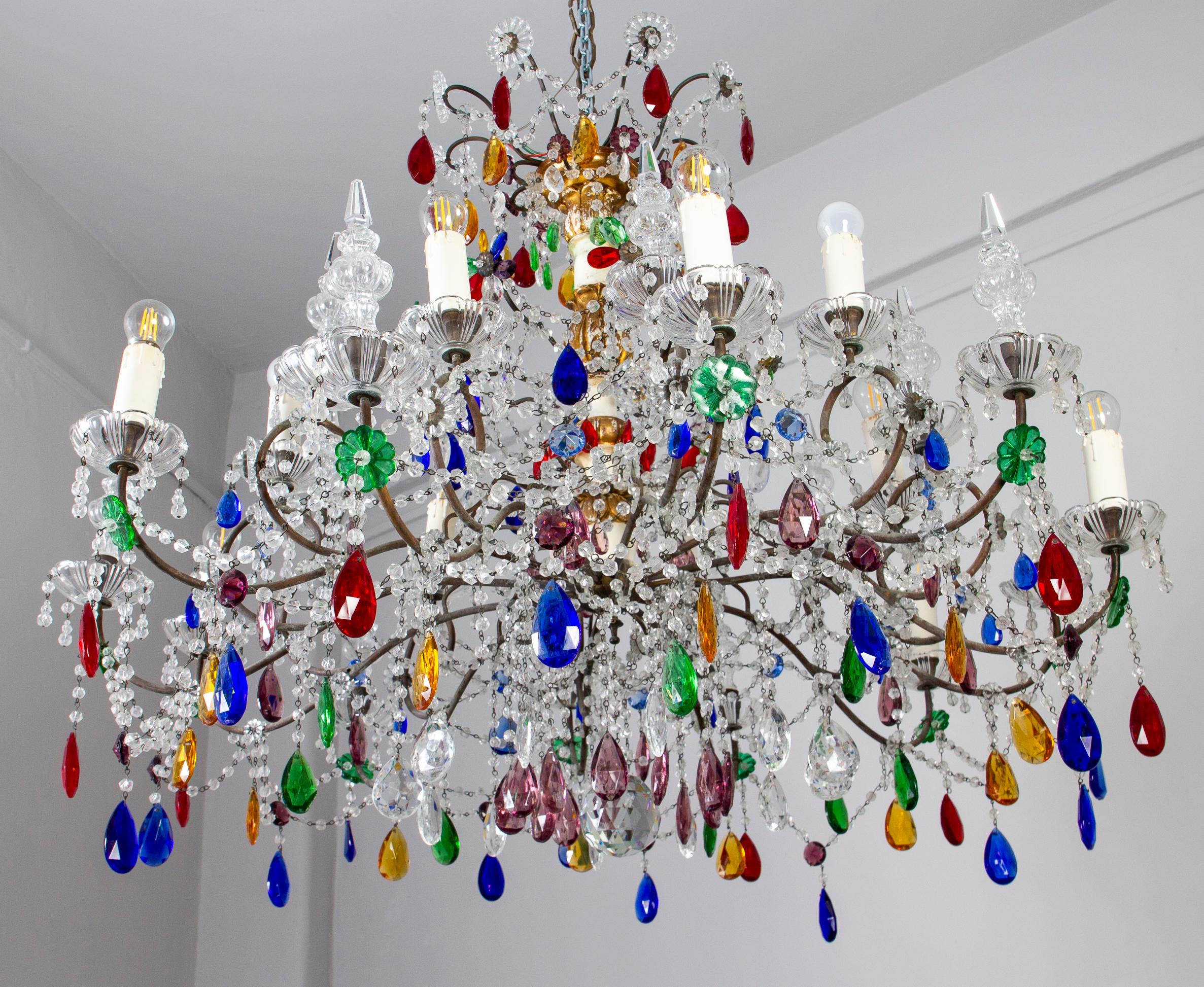 Cristallo Italiano multicolore  Lampadario di cristallo 1930' in vendita
