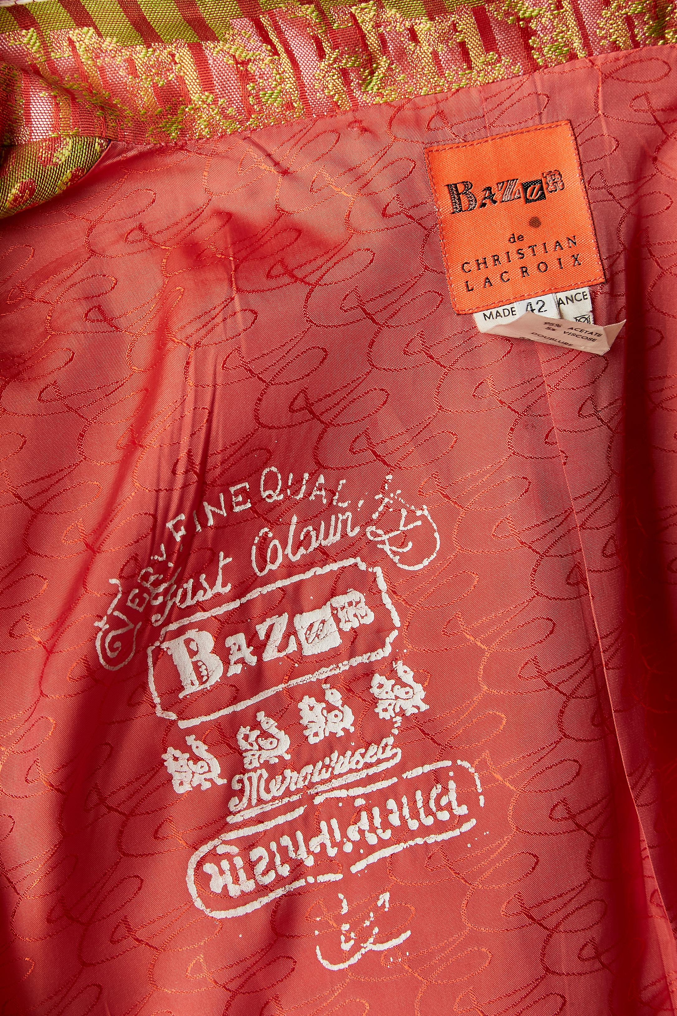 Multicolor jacquard jacket with zip middle front Bazar de Christian Lacroix For Sale 1