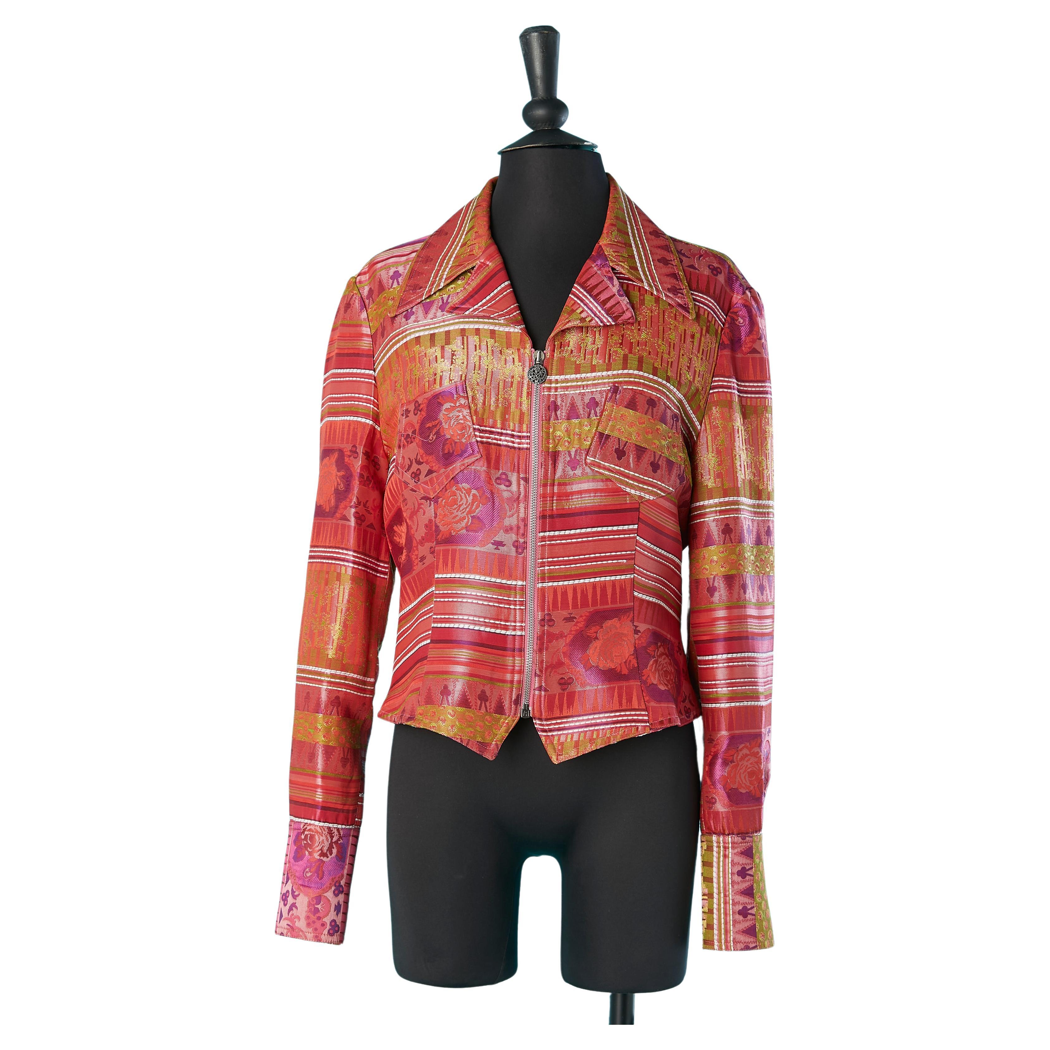 Multicolor jacquard jacket with zip middle front Bazar de Christian Lacroix For Sale