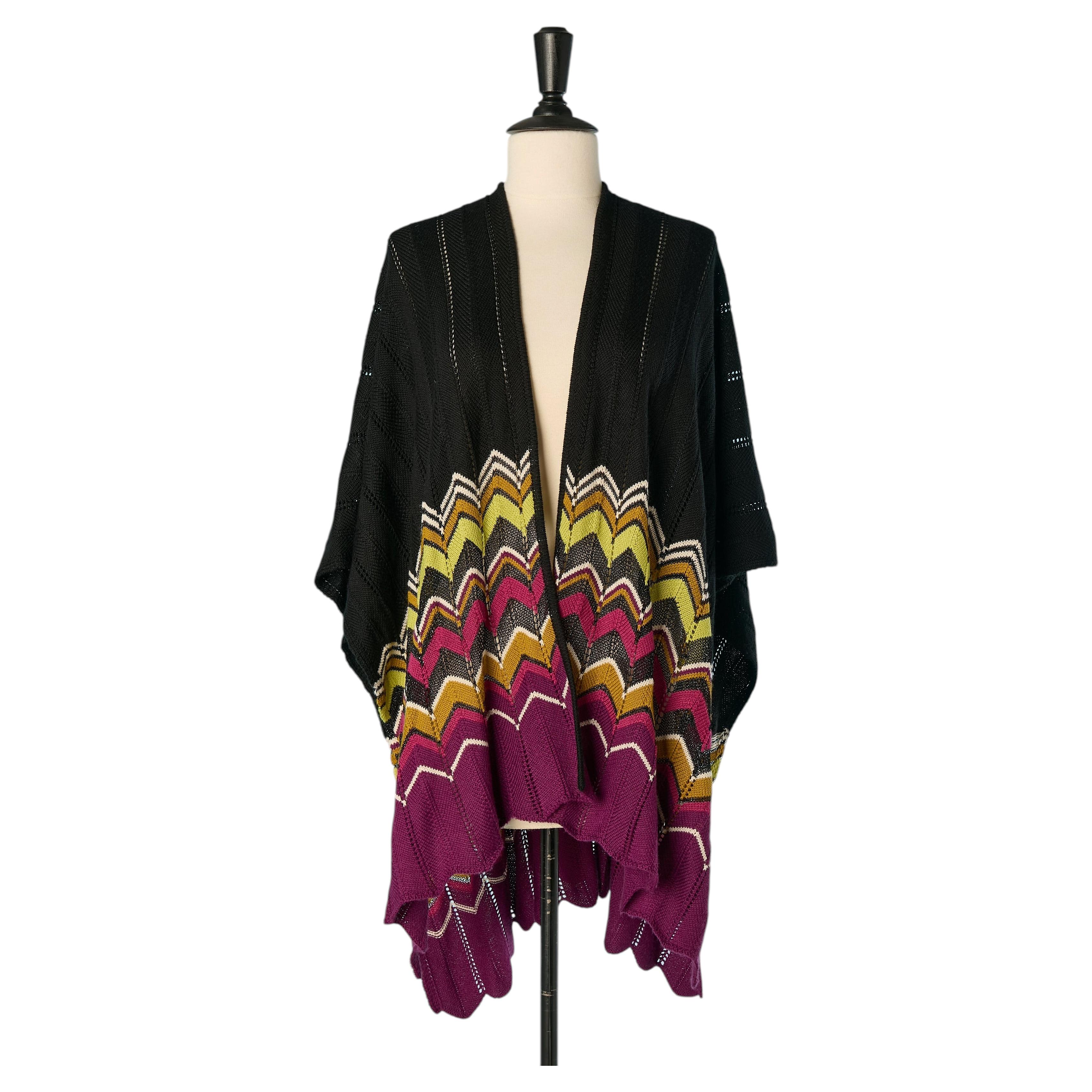 Cape en maille jacquard multicolore MISSONI en vente