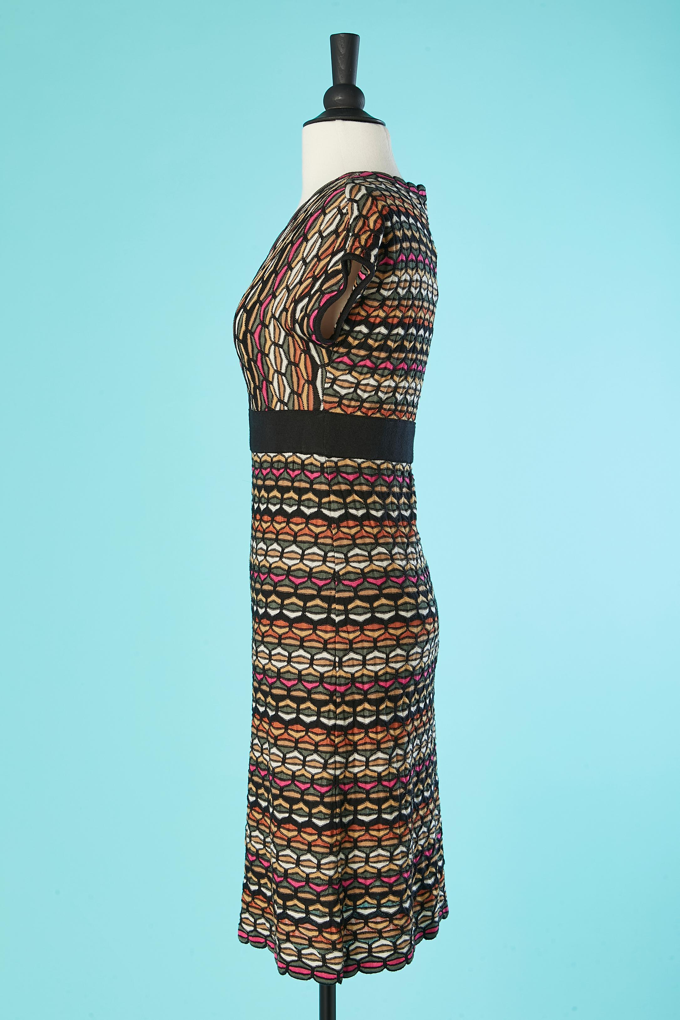 Black Multicolor jacquard knit dress M Missoni  For Sale