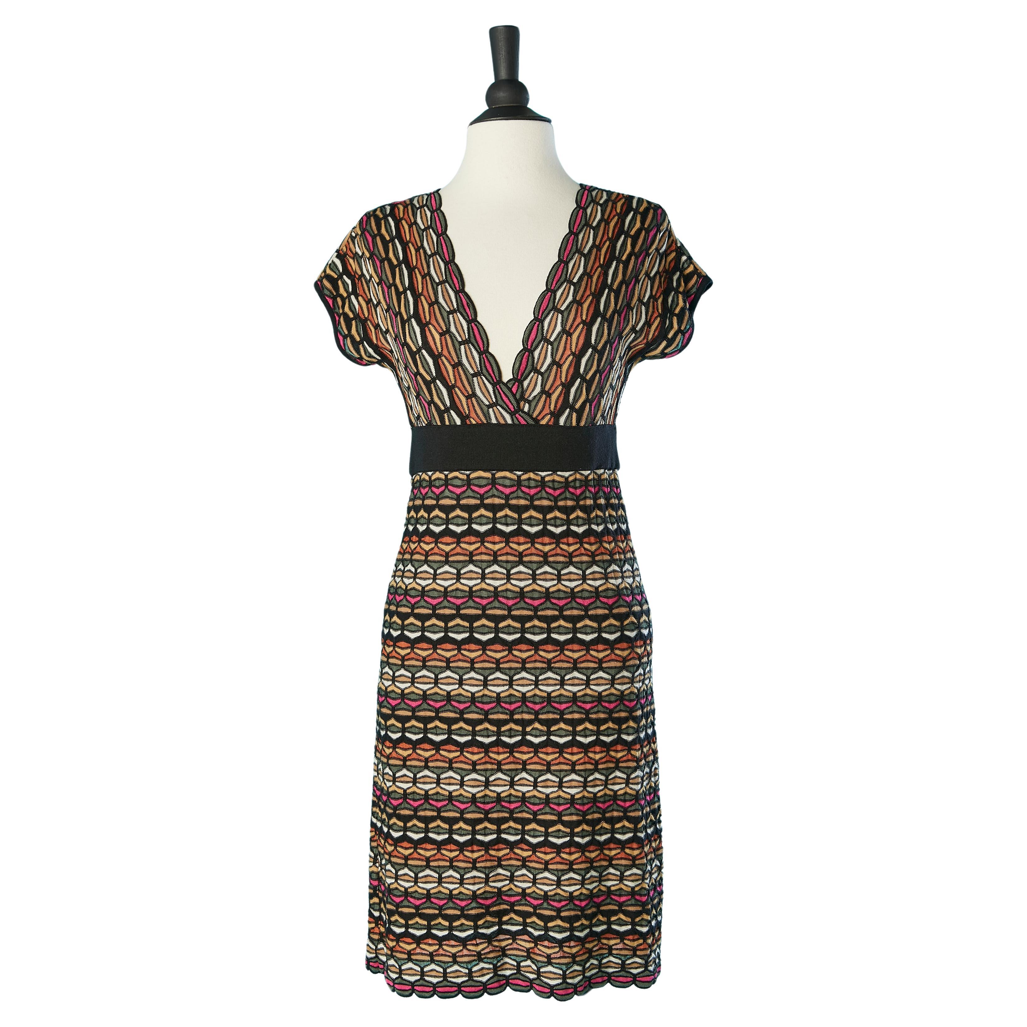 Multicolor jacquard knit dress M Missoni  For Sale