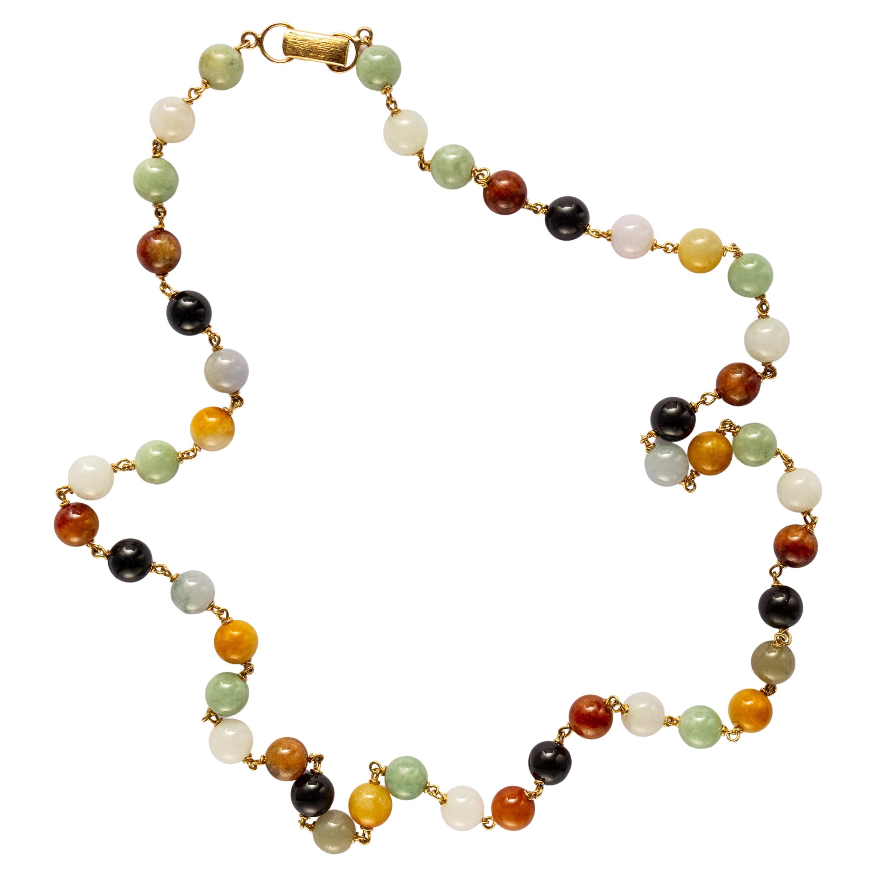 Jade Necklace Certified Untreated by Ming's Midcentury Chic For Sale