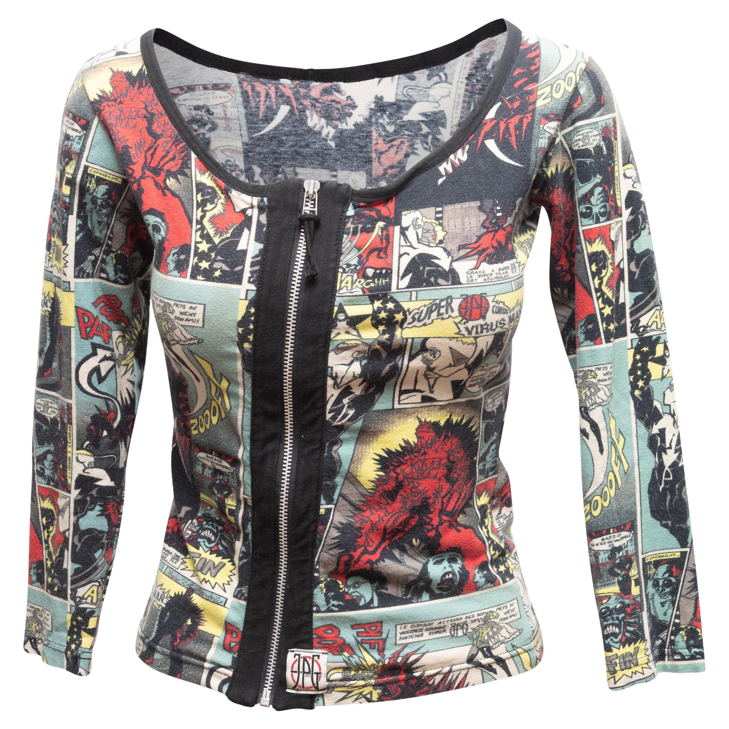 Top multicolore Jean Paul Gaultier à imprimé bande dessinée en vente