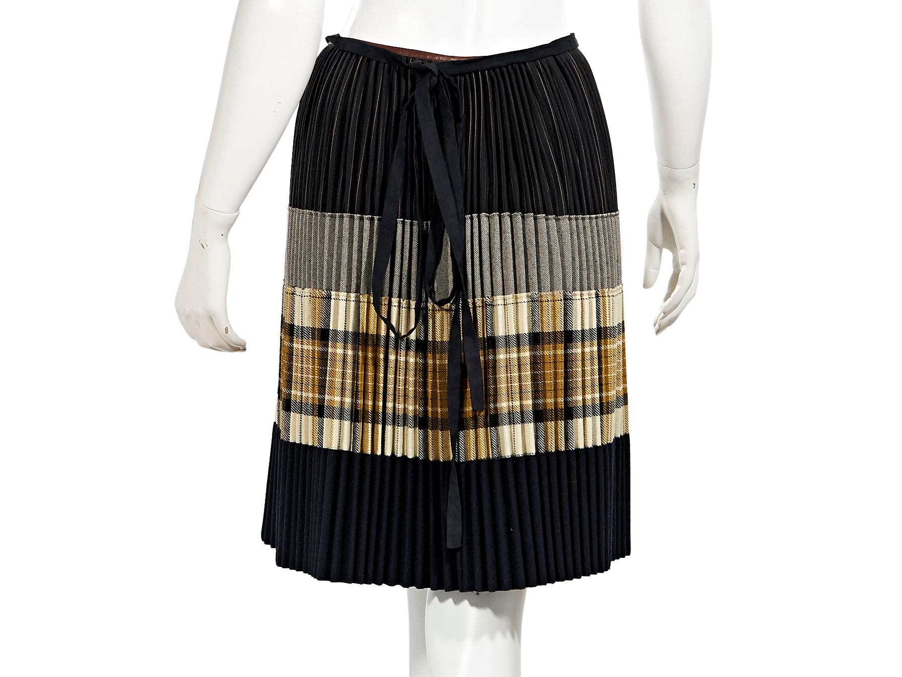 Black Multicolor Jean Paul Gaultier Pleated Wool Skirt