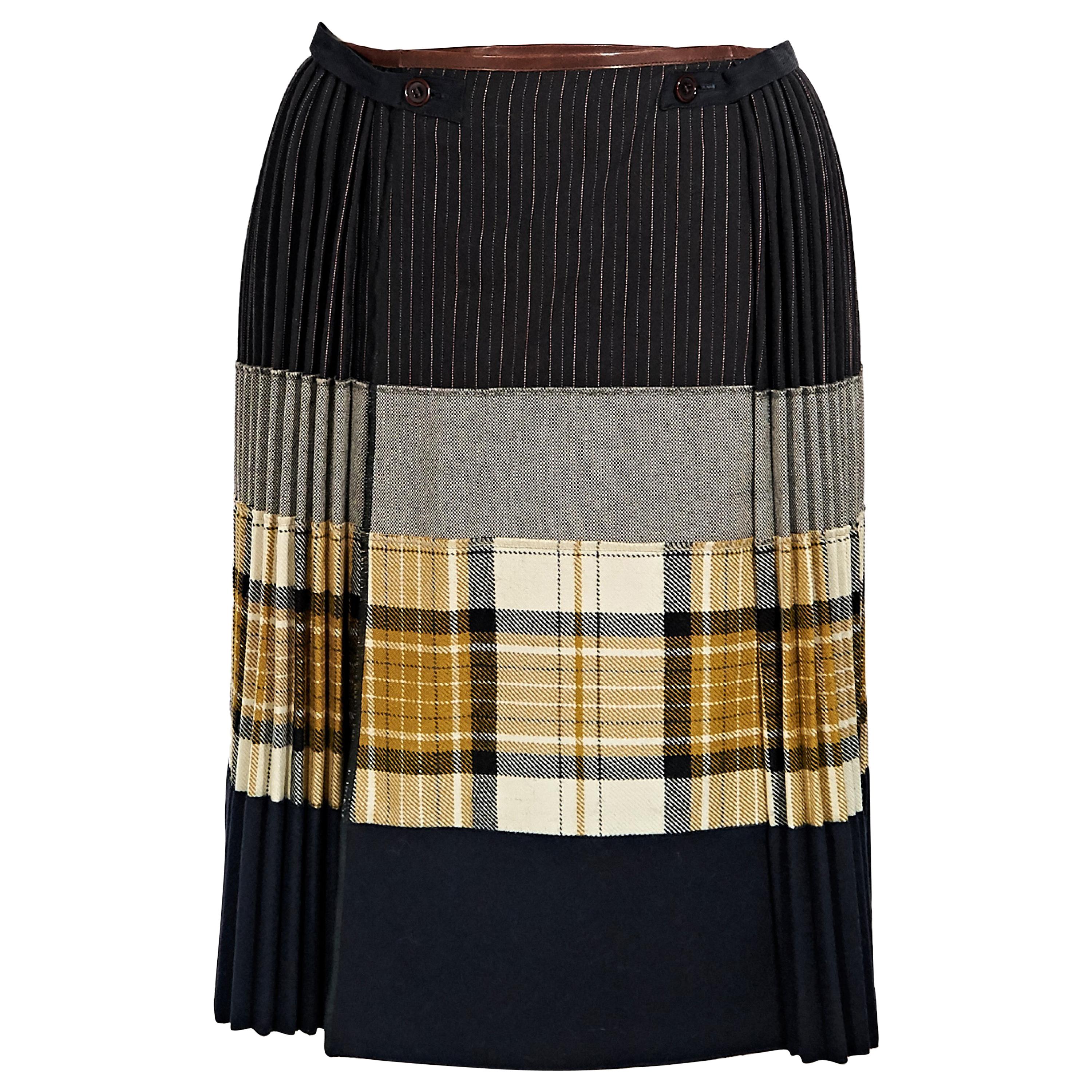Multicolor Jean Paul Gaultier Pleated Wool Skirt