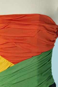 Multicolor jersey draped bustier evening dress LOUIS FERAUD