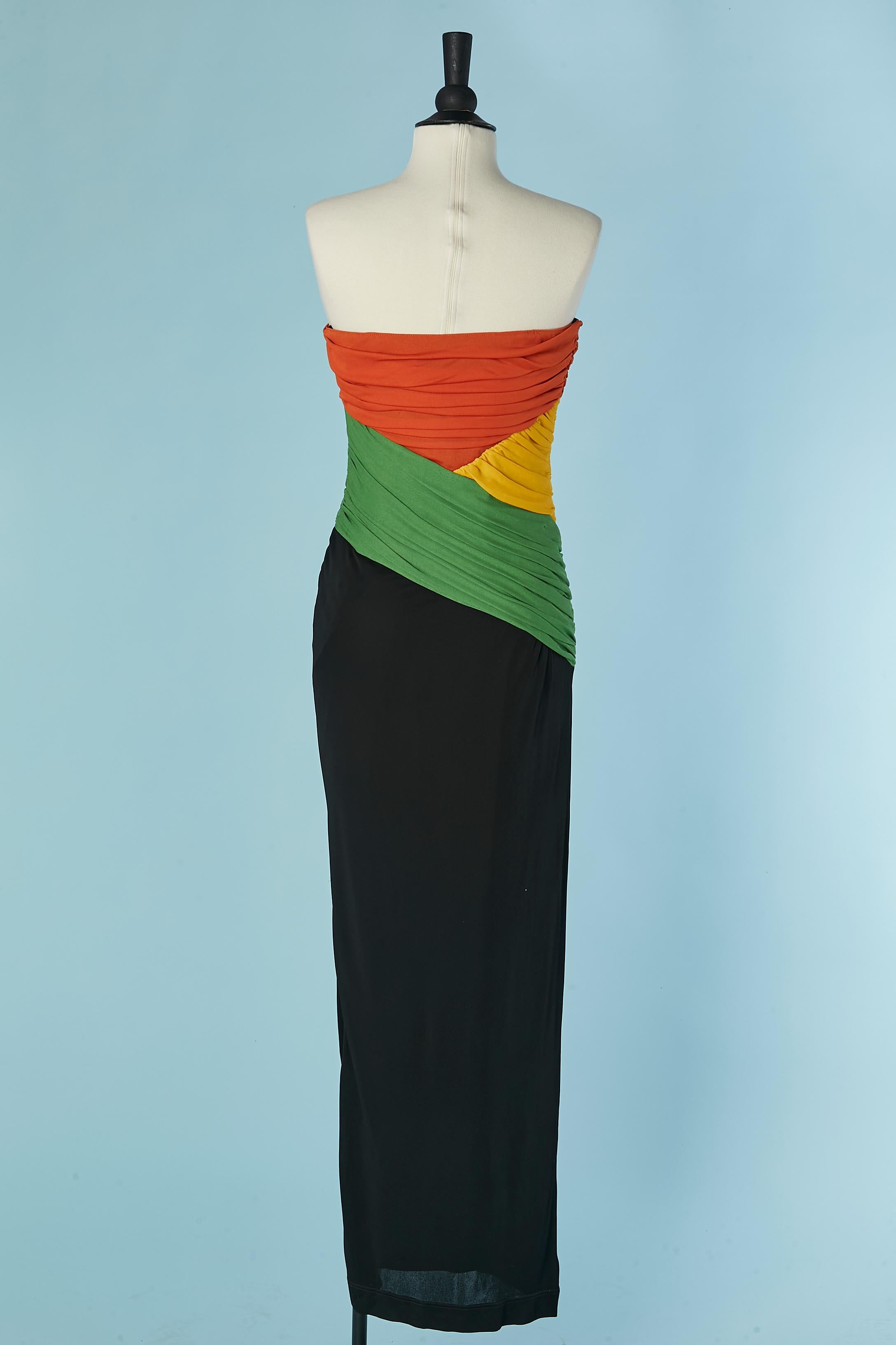 Donna Multicolor jersey draped bustier evening dress LOUIS FERAUD in vendita