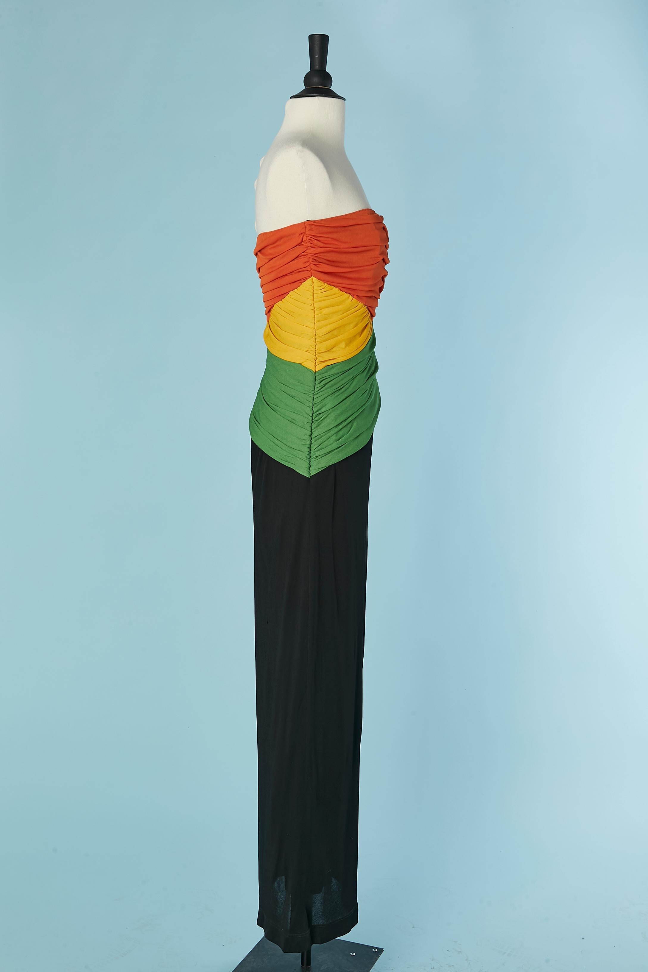 Multicolor jersey draped bustier evening dress LOUIS FERAUD in vendita 1