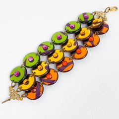 Multicolor Jeweled Lucite Geometric Link Bracelet