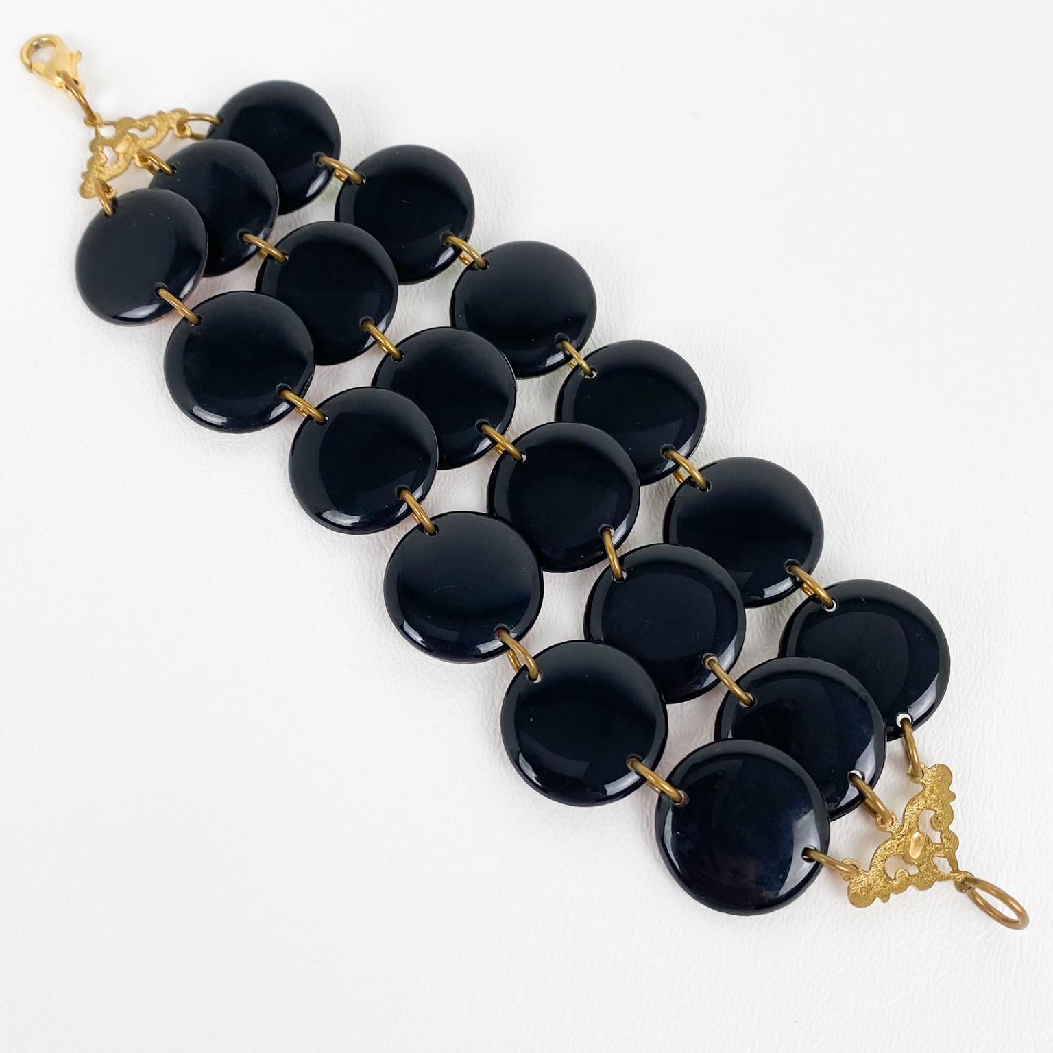 Pulsera de eslabones geométricos de Lucite con joyas multicolor en venta 2