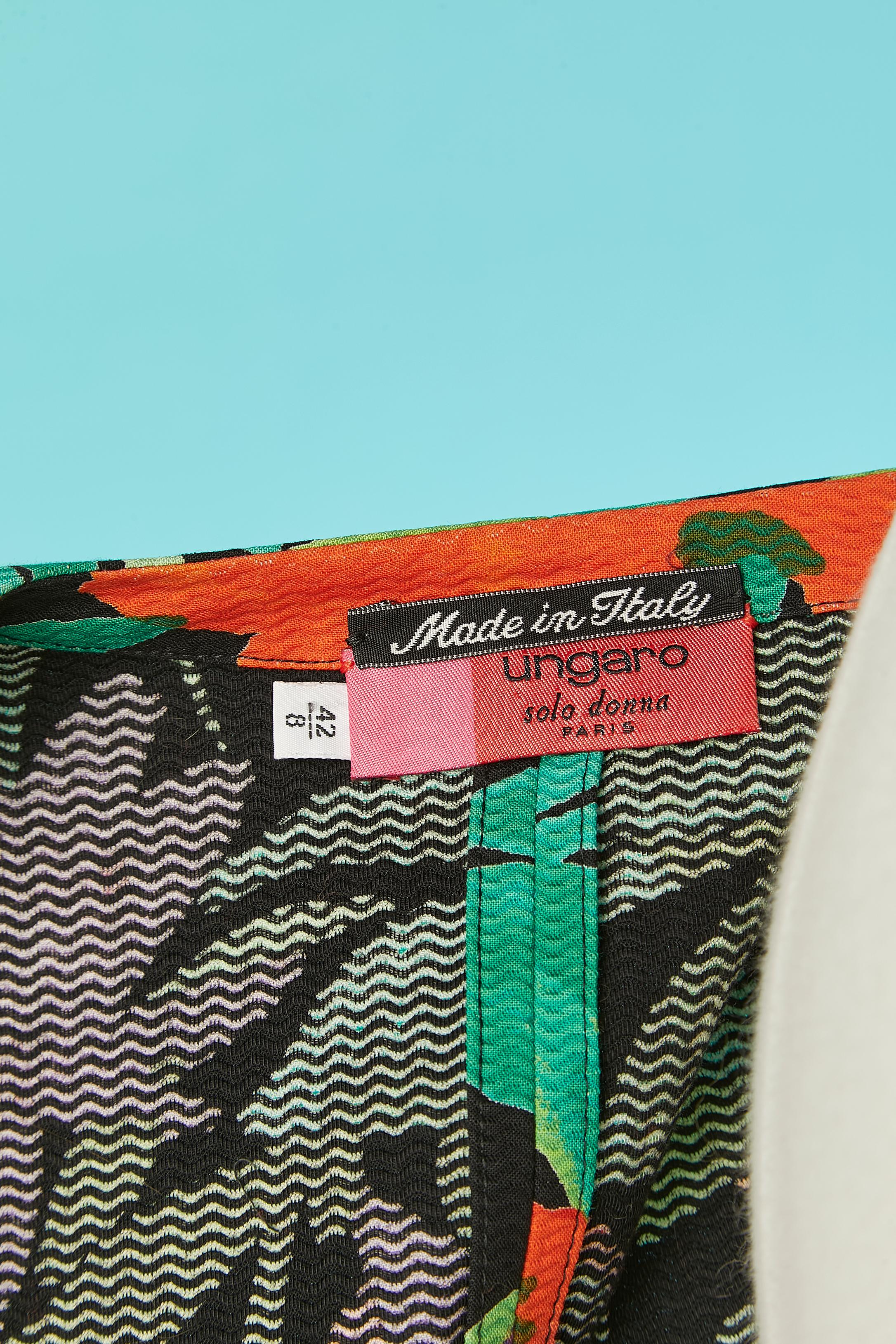 Multicolor jungle print cotton skirt-suit Ungaro Solo Donna  For Sale 2